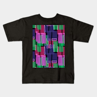 Colorful Indigo Mid Century Modern 60s Style Geometric Cut Outs Pattern Kids T-Shirt